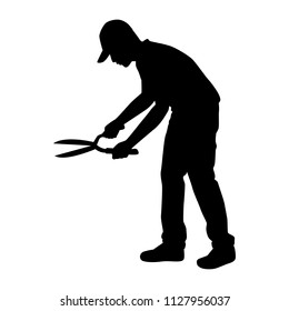 The man with scissors silhouette vector