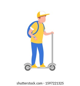 Man scooter courier vector character