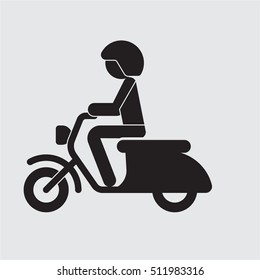 man with scooter icon vector