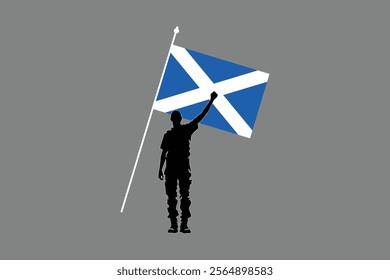 A Man with Scotland flag, Flag of Scotland national country symbol illustration Vector, Rectangle Scotland flag illustration, Flat vector illustration
