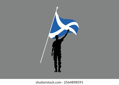 A Man with Scotland flag, Flag of Scotland national country symbol illustration Vector, Rectangle Scotland flag illustration, Flat vector illustration
