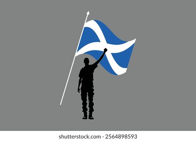 A Man with Scotland flag, Flag of Scotland national country symbol illustration Vector, Rectangle Scotland flag illustration, Flat vector illustration
