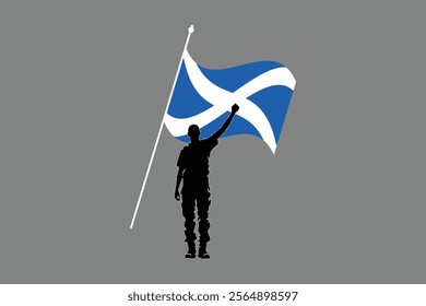 A Man with Scotland flag, Flag of Scotland national country symbol illustration Vector, Rectangle Scotland flag illustration, Flat vector illustration
