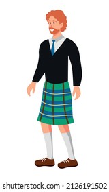 Man in Scottish folk dress kilt - Vector illustration