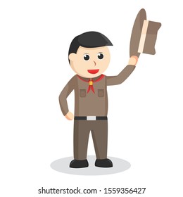 man scout lifting hat design illustration