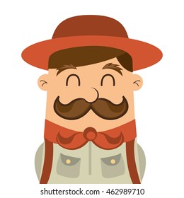 man scout mustache icon vector illustration design