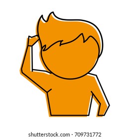 Man Scratching Head Cartoon Icon Image 