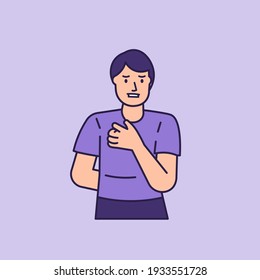 a man scratching his body feeling itchy. have skin disease, ringworm, hives or urticaria. the result of rarely showering. the expression of an uncomfortable person. flat style. vector design.