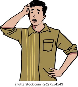 Man Scratching His Head in Confusion