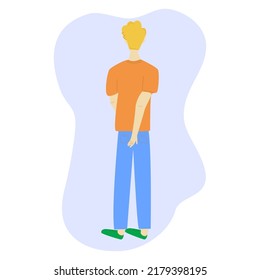 Hombre raspando sus picantes nalgas. Ilustración plana. Vector.