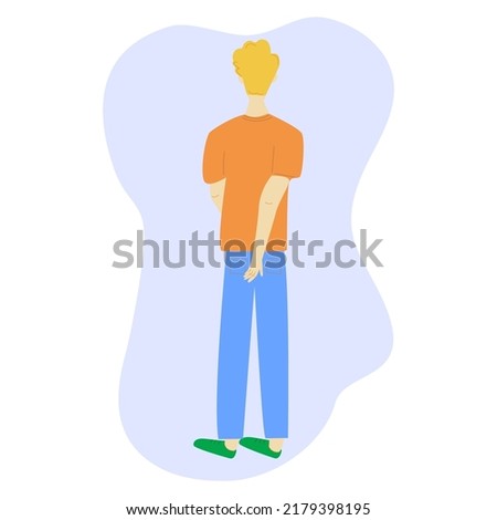 Man scratching his itchy buttocks. Flat illustration. Vector.
