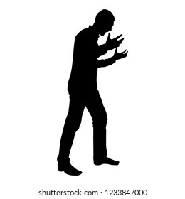 Man Screaming In Anger Silhouette Concept Conflict Icon Black Color