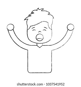 man screaming icon image vector illustration design  black sketch line