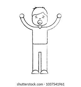 man screaming icon image vector illustration design  black sketch line