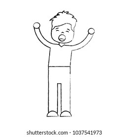 man screaming icon image vector illustration design  black sketch line