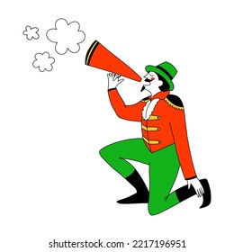 Man screaming into loudspeaker. Communication concept