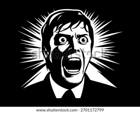 Man Screaming in Shock face terror