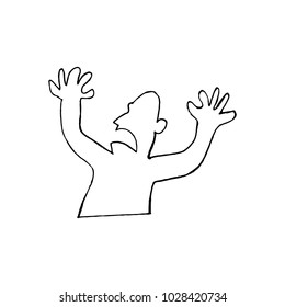 Man Screaming silhouette doodle 