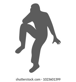 Man with scretch up hand silhouette. Vector illustration.
