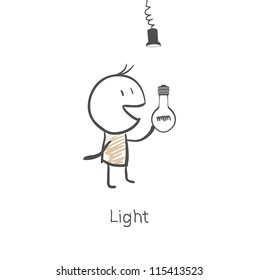 Man screw the light bulb