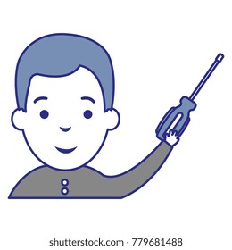 man with screwdriver tool isolated icon