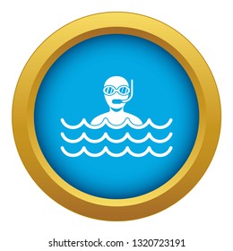 Man with scuba icon blue vector isolated on white background for any design