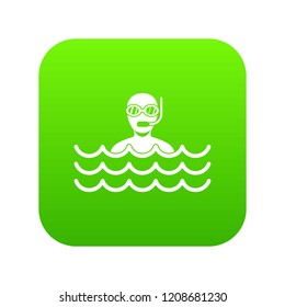 Man with scuba icon digital green for any design isolated on white vector illustration