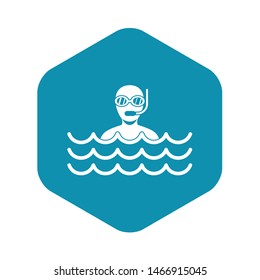 Man with scuba icon. Simple illustration of man with scuba vector icon for web