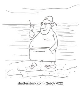 Man, sea, beach. 