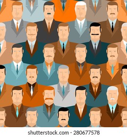 Man seamless pattern. People vintage colors.