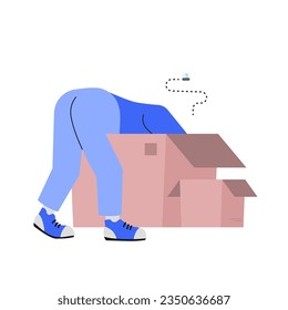 man search in the box and found nothing concept for page not found empty state illustration