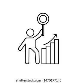 Man search growth icon. Element of consumer behavior line icon