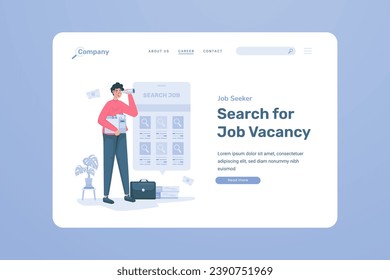 A man search job vacancies illustration on landing page design