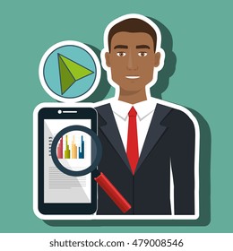 man search smartphone cursor