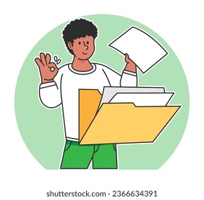 A man searches for data from a document folder