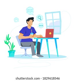 Man searching in computer concept illustration