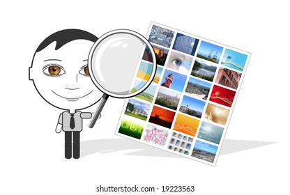 man searching images