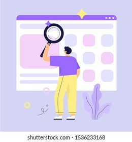 Man searching for information. Web search concept vector illustration