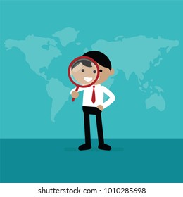 Man searching with magnifying glass
