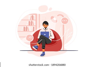Hombre buscando el concepto de agente de marketing Vector Illustration. Ilustración plana aislada en fondo blanco.