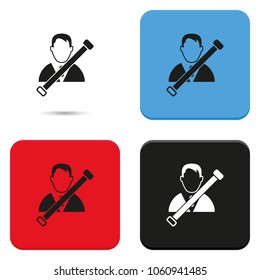 Man in seat belt flat vector icon.