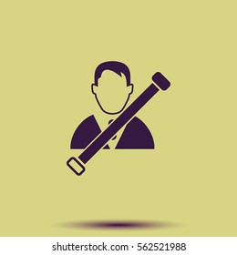 Man in seat belt flat vector icon.