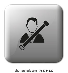 Man in seat belt flat vector icon.