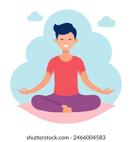 A man is seated in a meditative position on a yoga mat