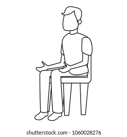 Continuous Line Drawing Businessman Sitting Thinking Stock Vector 