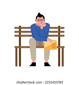 man seated searching job character