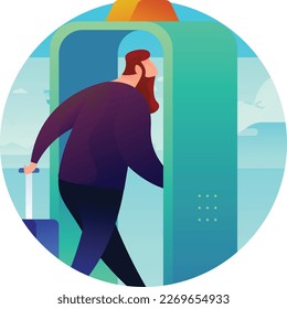 Man Security Check Airport UI Flat Icon Vector EPS