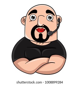 Man security guard of night club. Security man, vector illustration