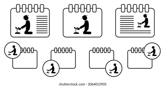 Man seedling vector icon in calender set illustration for ui and ux, website or mobile application