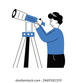 A man seeing moon of eid with telescope, well designed character illustration
